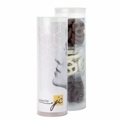 3 Piece Gift Tube with Gourmet Pretzels - Custom Ribbons Now