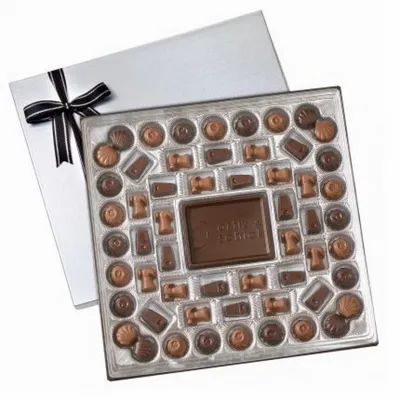 Large Custom Chocolate Delights Gift Box ( 1 1/2 lbs.) - Custom Ribbons Now