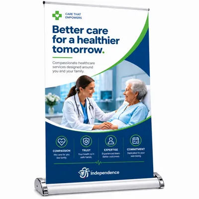 Desktop Roll Up Banner - Custom Ribbons Now