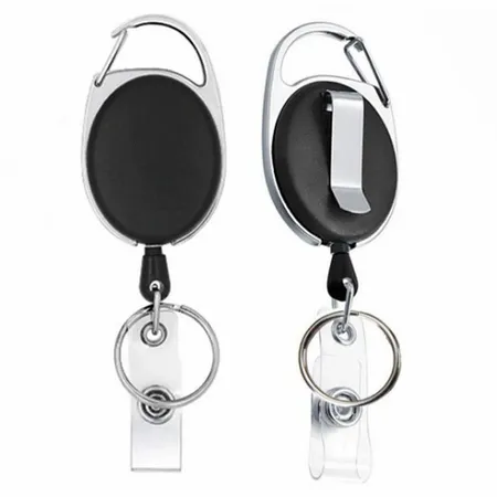 Solid Black and Steel Reel Keychain Solid Black and Steel Reel Keychain - Custom Ribbons Now