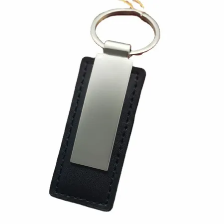 Rectangle Leather & Metal Keychain Rectangle Leather & Metal Keychain - Custom Ribbons Now