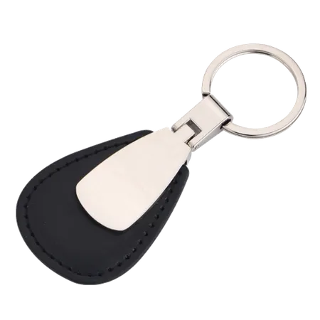 Teardrop Leather & Metal Keychain Teardrop Leather & Metal Keychain - Custom Ribbons Now