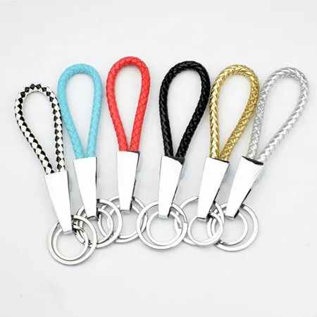 Braided Leather & Metal Keychain Braided Leather & Metal Keychain - Custom Ribbons Now