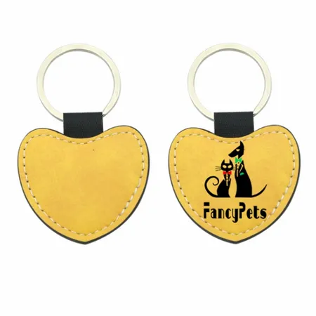 Full-Color Heart Leather Keychain Full-Color Heart Leather Keychain - Custom Ribbons Now