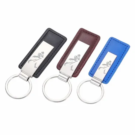 Classic Metal & Leather Keychain Classic Metal & Leather Keychain - Custom Ribbons Now