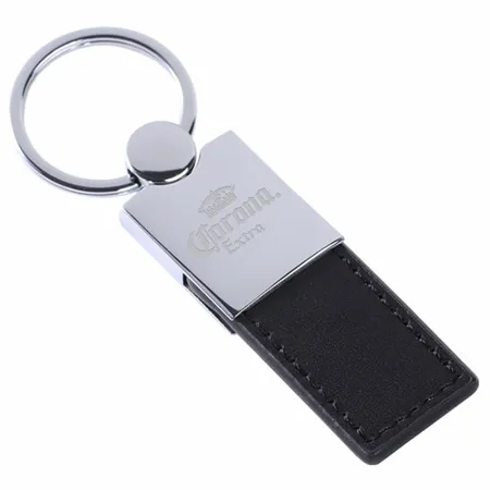 Polished Metal & Leather Keychain Polished Metal & Leather Keychain - Custom Ribbons Now