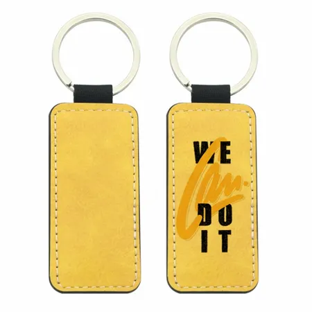 Full-Color Rectangle Leather Keychain Full-Color Rectangle Leather Keychain - Custom Ribbons Now