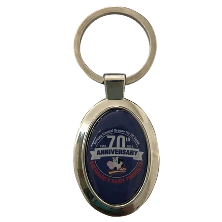 Durable Epoxy Oval Metal Keychain Durable Epoxy Oval Metal Keychain - Custom Ribbons Now
