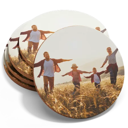 Custom Photo Fiberboard Coasters - Custom Ribbons Now