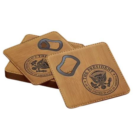 Leather Bottle Opener Coaster - Custom Ribbons Now
