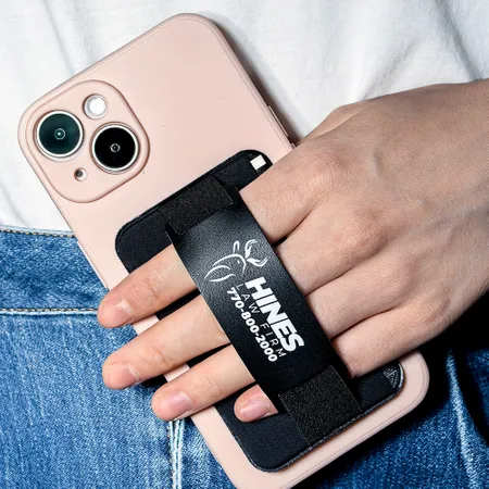 Leather Phone Wallet with Hand Grip - Custom Ribbons Now