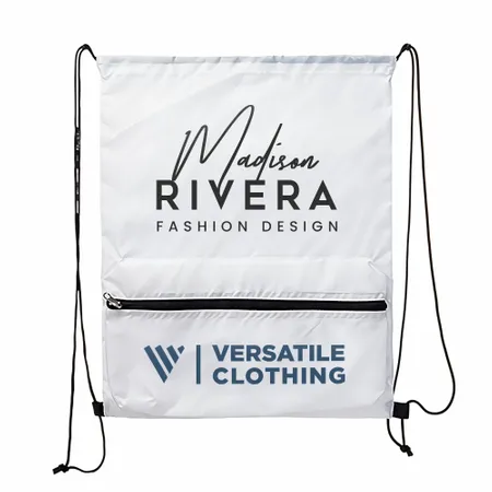 Zip Pocket Drawstring Bag Zip Pocket Drawstring Bag - Custom Ribbons Now
