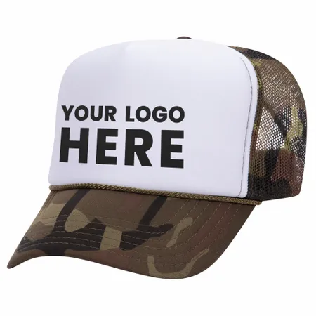 Otto 49-158 5-Panel High Crown Foam Trucker Hat - Camo - Custom Ribbons Now
