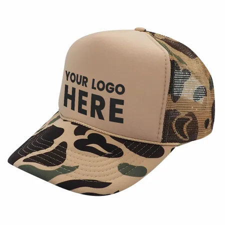 Nissun CPC - Foam Trucker Hat Camo, 5-Panel Camouflage Cap - Custom Ribbons Now
