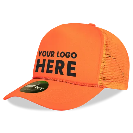 Decky 221 Neon Foam Trucker Cap, 5-Panel Mesh Back Hat - Custom Ribbons Now
