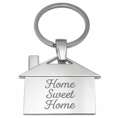 House-Shaped Metal Keychain - Custom Ribbons Now