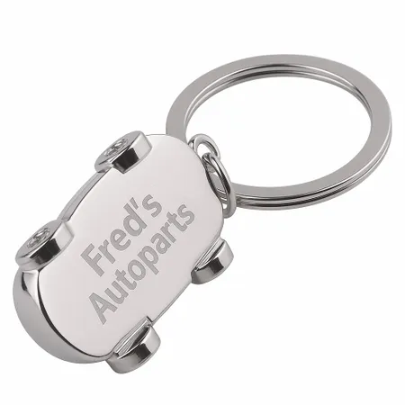 Intricate Car-shaped Metal Keychain - Custom Ribbons Now