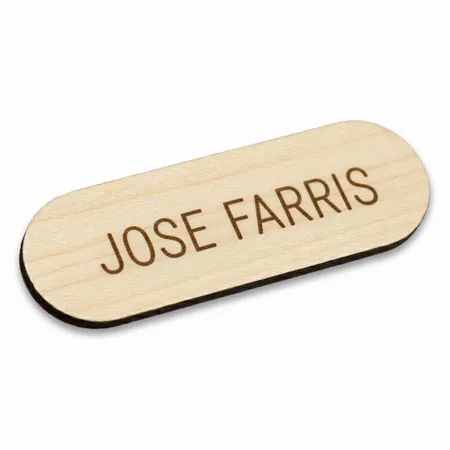Wooden Name Badges - Custom Ribbons Now