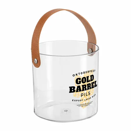 Leather-Strap Clear Drink Buckets - Custom Ribbons Now