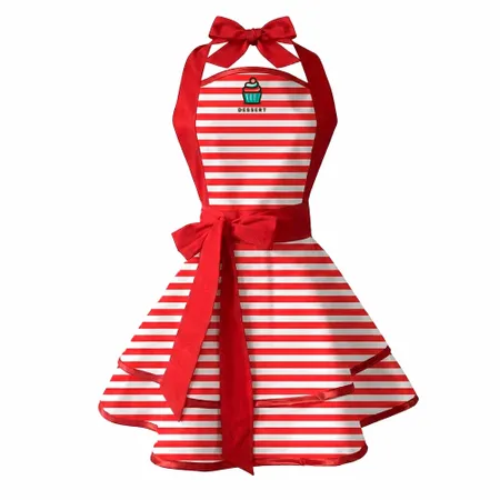 Classic Stripe Double Layer Cotton Aprons - Custom Ribbons Now