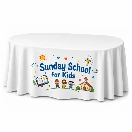 Custom Oval Table Covers - Custom Ribbons Now
