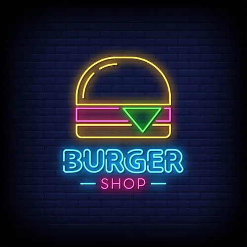 Burger Shop Neon Sign - Custom Ribbons Now