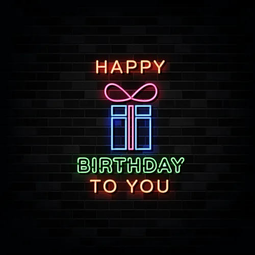 Happy Birthday To You with Gift Neon Sign - Custom Ribbons Now