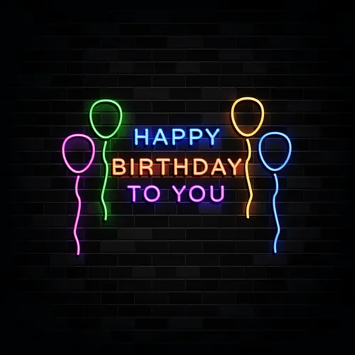 Happy Birthday To You with Balloons Neon Sign - Custom Ribbons Now