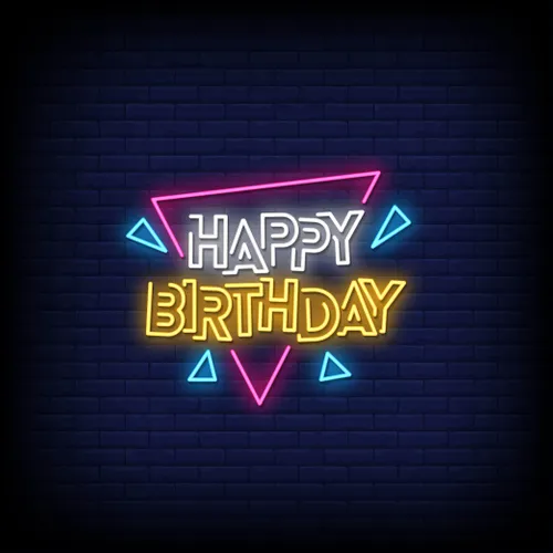 Angles Happy Birthday Neon Sign - Custom Ribbons Now