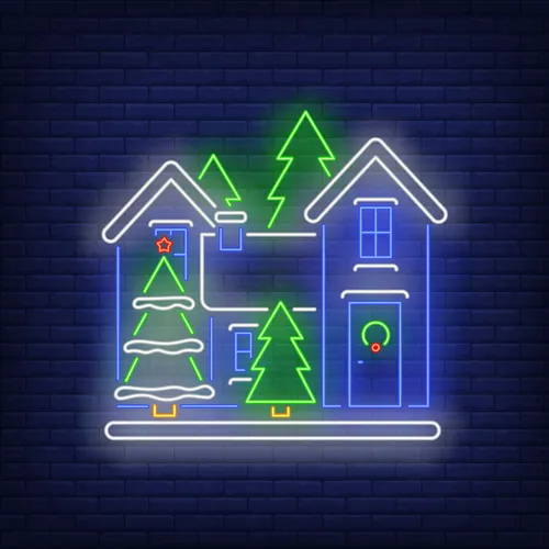 Christmas House Neon Sign - Custom Ribbons Now