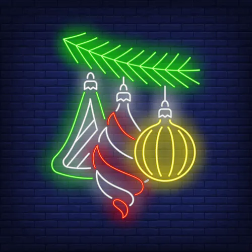 Christmas Baubles Fir Tree Branch Neon Sign - Custom Ribbons Now