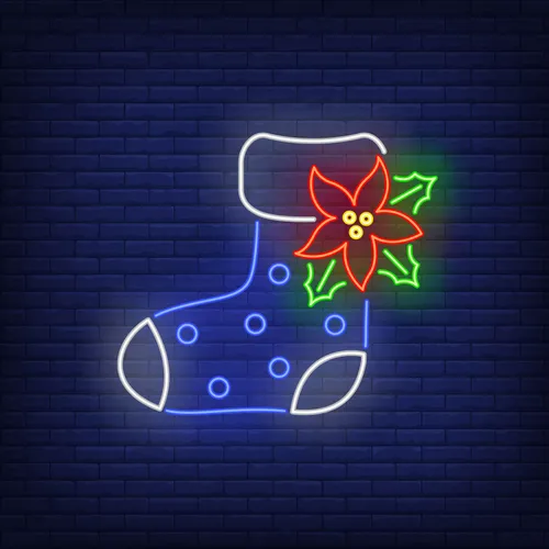 Boot Sock with Ponsettia Flower Neon Sign - Custom Ribbons Now