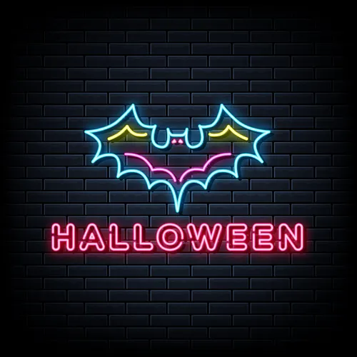 Halloween Neon Sign with Bat - Custom Ribbons Now
