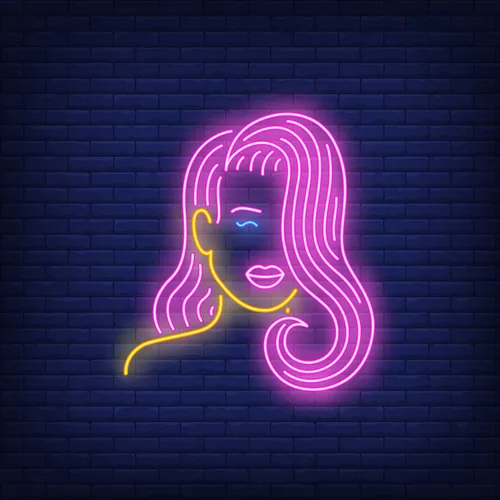 Girl with Pink Hair Neon Sign - Custom Ribbons Now