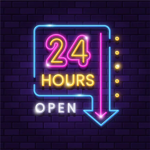 24 Hours Open Neon Sign - Custom Ribbons Now