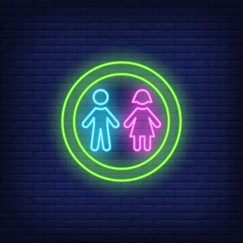 Boy & Girl Silhouettes Circle Neon Sign - Custom Ribbons Now