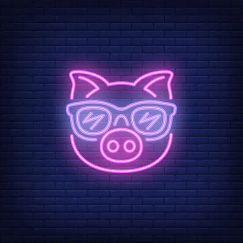 Cute Cartoon Pink Pig Sunglasses Neon Sign - Custom Ribbons Now