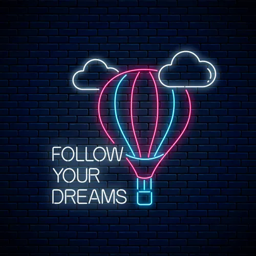 Follow Your Dreams With Hot Air Balloon Neon Sign - Custom Ribbons Now