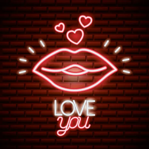 Lips with Love You Neon Sign - Custom Ribbons Now