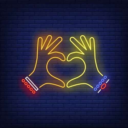 Woman Hands Heart Gesture Neon Sign - Custom Ribbons Now