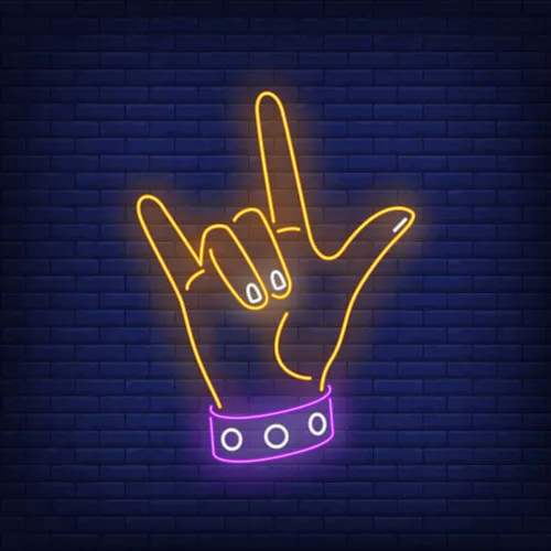Rock Gesture Neon Sign - Custom Ribbons Now