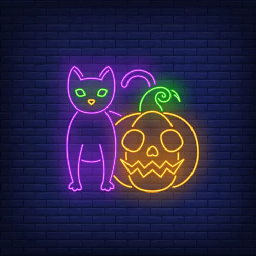 Scary Pumpkin Cat Neon Sign - Custom Ribbons Now