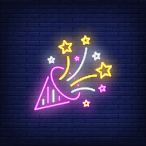 Party Hat Neon Sign - Custom Ribbons Now