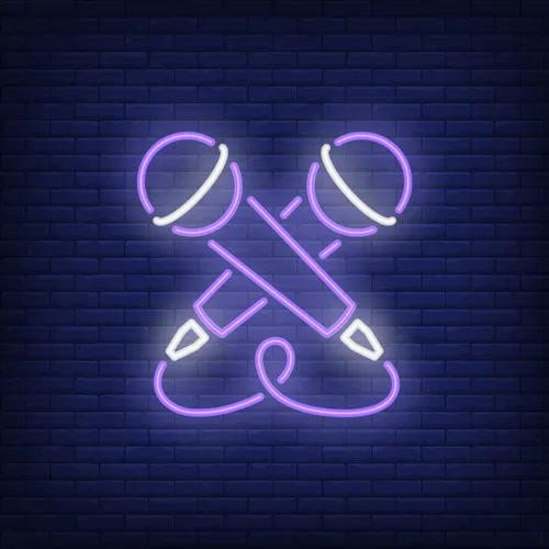 Crossed Microphone Neon Sign - Custom Ribbons Now