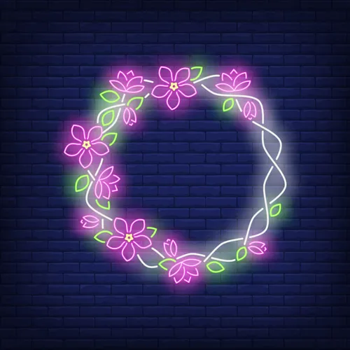 Floral Round Frame Neon Sign - Custom Ribbons Now