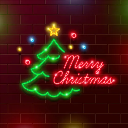 Tree Merry Christmas Neon Sign - Custom Ribbons Now