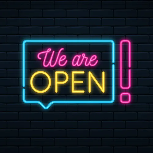 We Are Open Neon Sign - Custom Ribbons Now