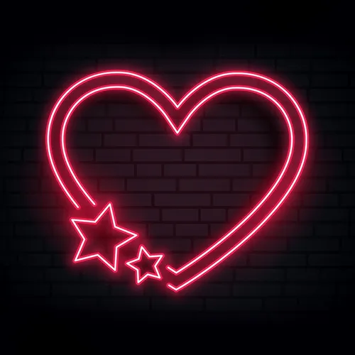 Red Love Heart Star Neon Sign - Custom Ribbons Now
