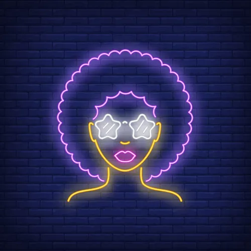 Afro Retro Girl Neon Sign - Custom Ribbons Now