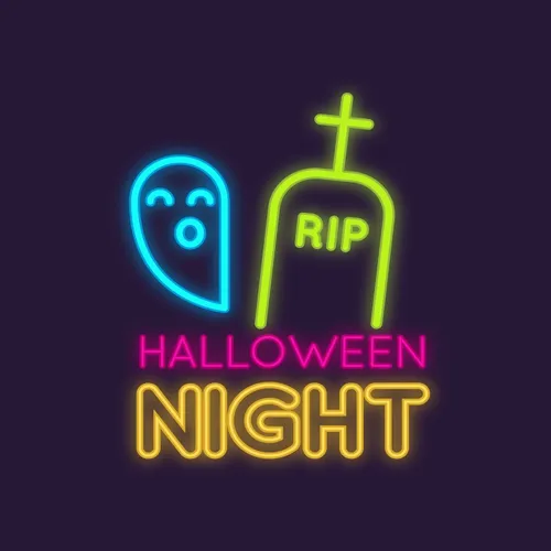 RIP Ghost Halloween Night Neon Sign - Custom Ribbons Now